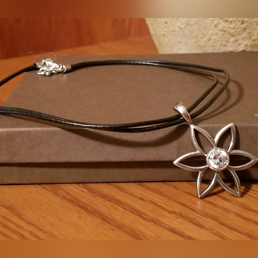 Silpada Sterling Silver & Zirconia Flower Necklace